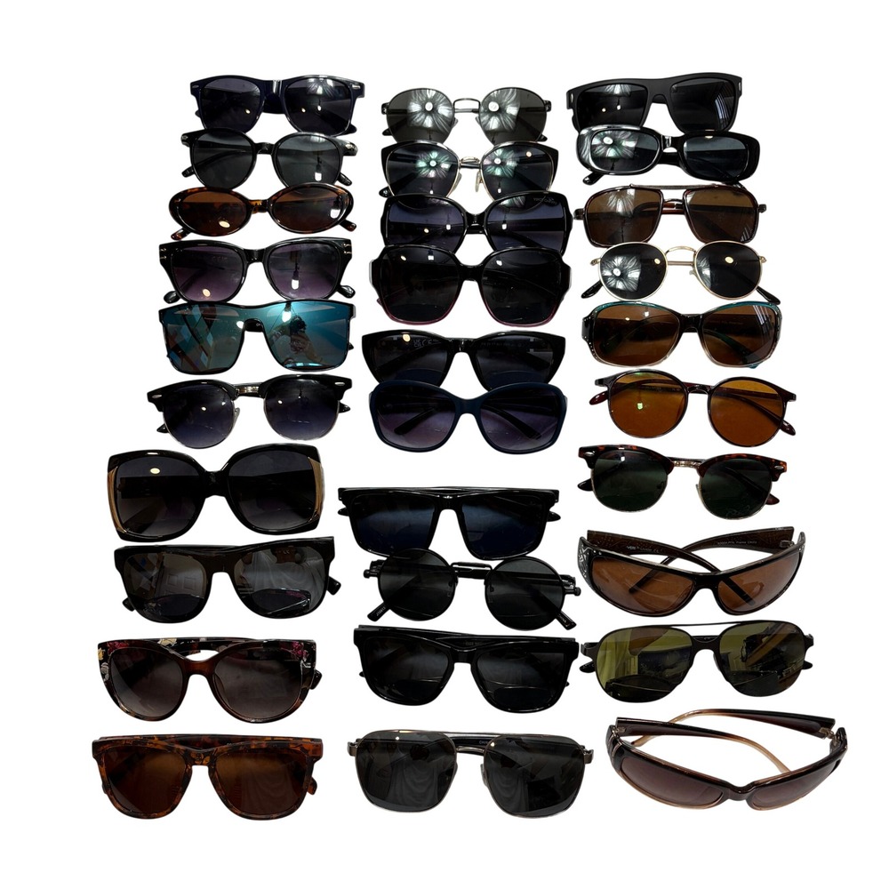 Lot Of 30 Unbranded Sunglasses Mixed OS Black Brown Tortoise Bundle Aviator